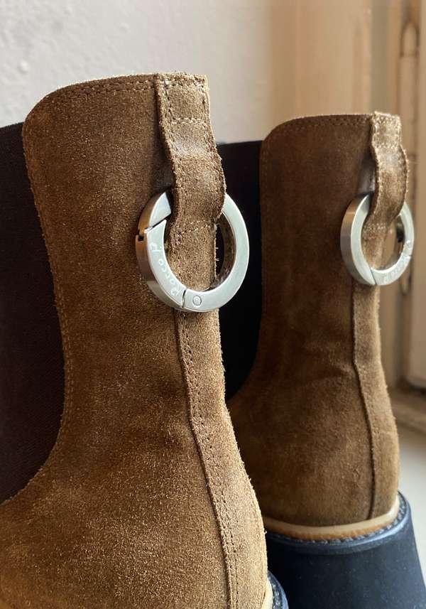 Rose & Lini ROCCO P. “TRONCHETTO 15630” SUEDE CARAMEL ANKLE BOOTS