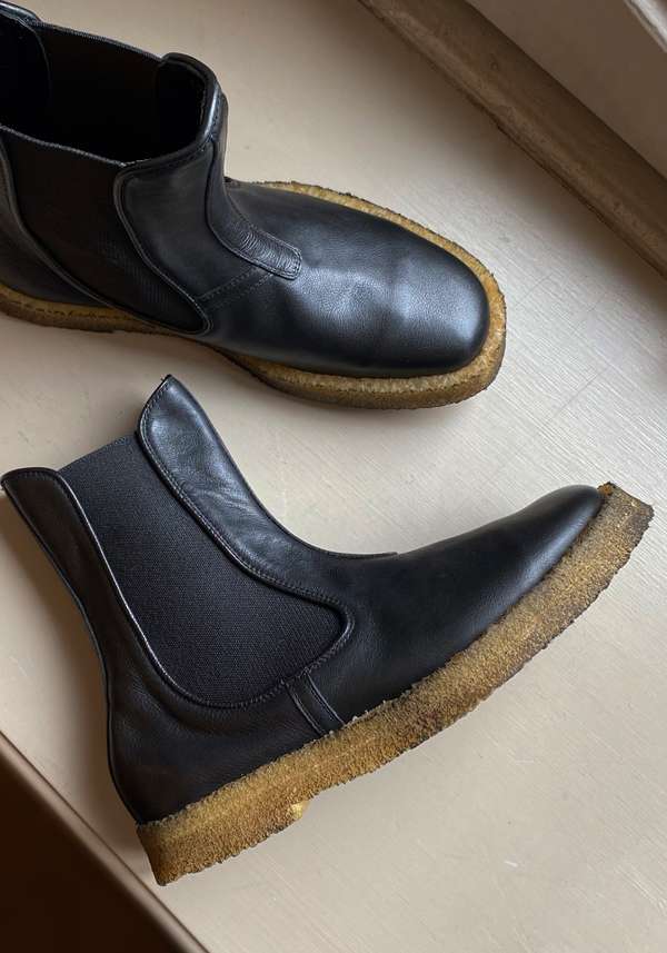 Rose & Lini ROCCO P. “TRONCHETTO 17604” BLACK LEATHER ANKLE BOOTS