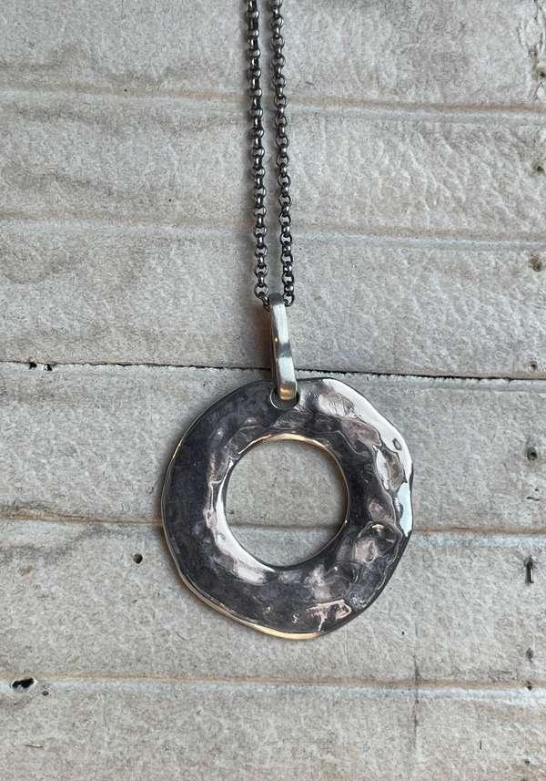 Rose & Lini ROSAMARIA “GALATEA” ROUND SILVER PENDANT NECKLACE