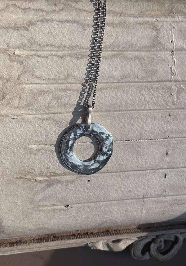 Rose & Lini ROSAMARIA “GALATEA” ROUND SILVER PENDANT NECKLACE