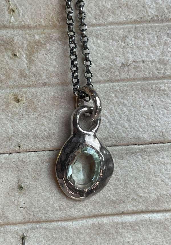 Rose & Lini ROSAMARIA “NHILL” PRASIOLITE PENDANT SILVER NECKLACE