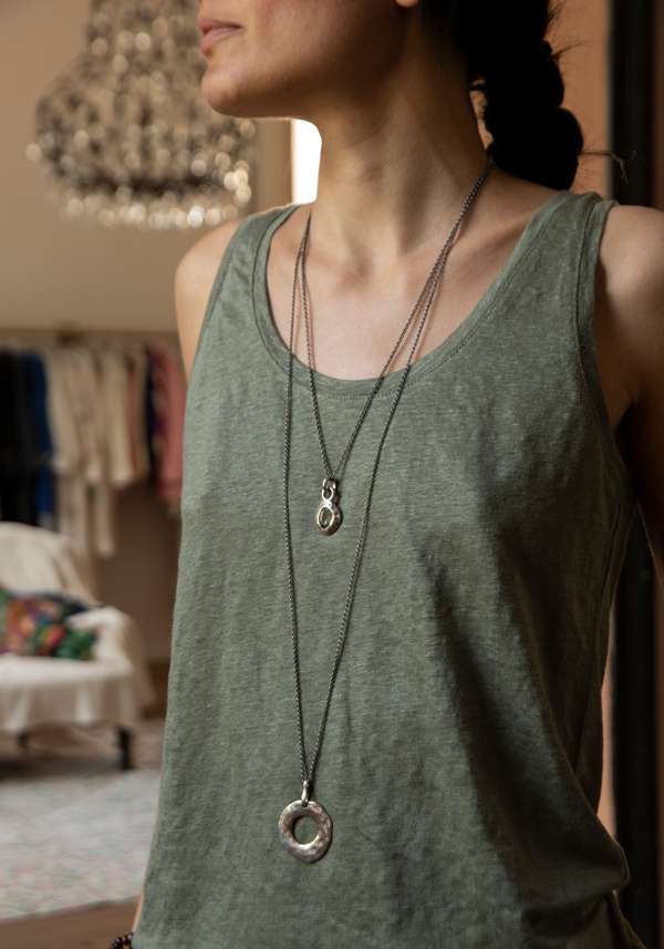 Rose & Lini ROSAMARIA “NHILL” PRASIOLITE PENDANT SILVER NECKLACE