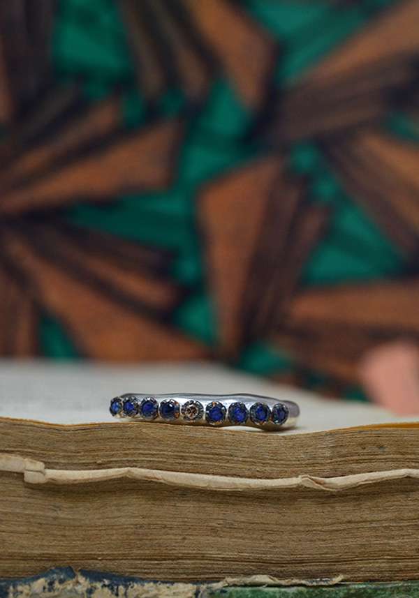 Rose & Lini ROSAMARIA SAPPHIRE AND COGNAC DIAMOND “POPPY” RING