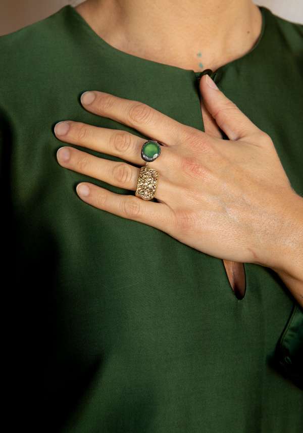 Rose & Lini ROSAMARIA SILVER & GOLD “NASHKA B” BROWN DIAMONDS RING