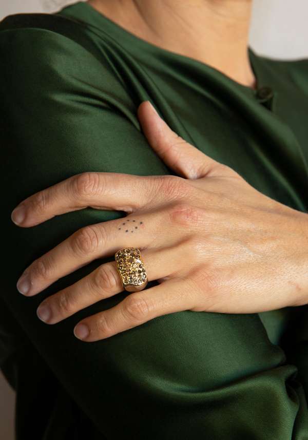 Rose & Lini ROSAMARIA SILVER & GOLD “NASHKA B” BROWN DIAMONDS RING