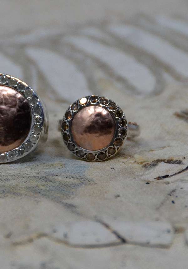 Rose & Lini ROSAMARIA SILVER PINK GOLD & DIAMONDS “JULIA” RING