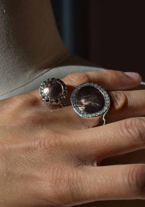 Rose & Lini ROSAMARIA SILVER PINK GOLD & DIAMONDS “JULIA” RING