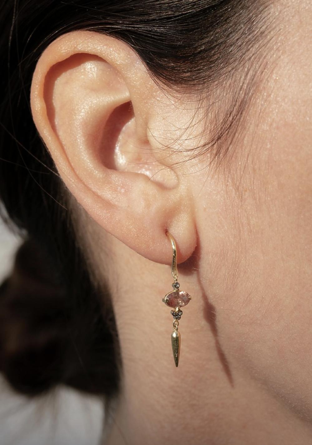 Rose & Lini 5 OCTOBRE “FINN” GOLD & GARNET EARRINGS