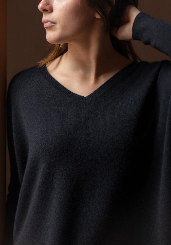 Rose & Lini ABSOLUT CASHMERE “PONCHO CAMILLE” BLACK