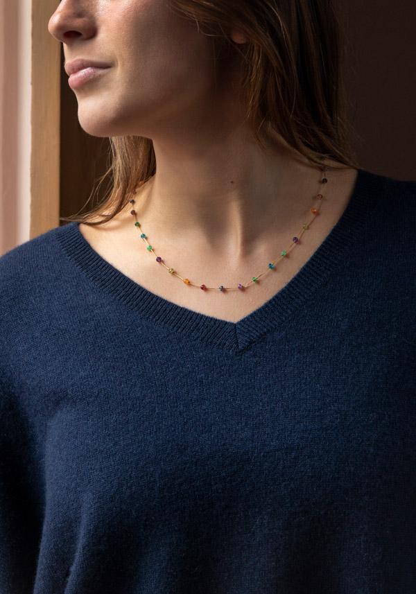 Rose & Lini ABSOLUT CASHMERE “PONCHO CAMILLE” NAVY