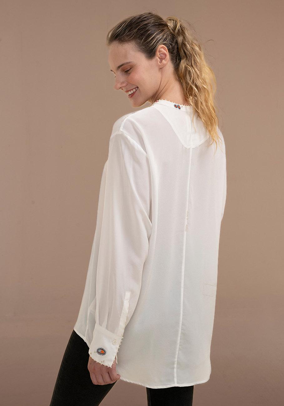 Rose & Lini AN AN LONDREE SILK “LONG BLOUSE” WHITE