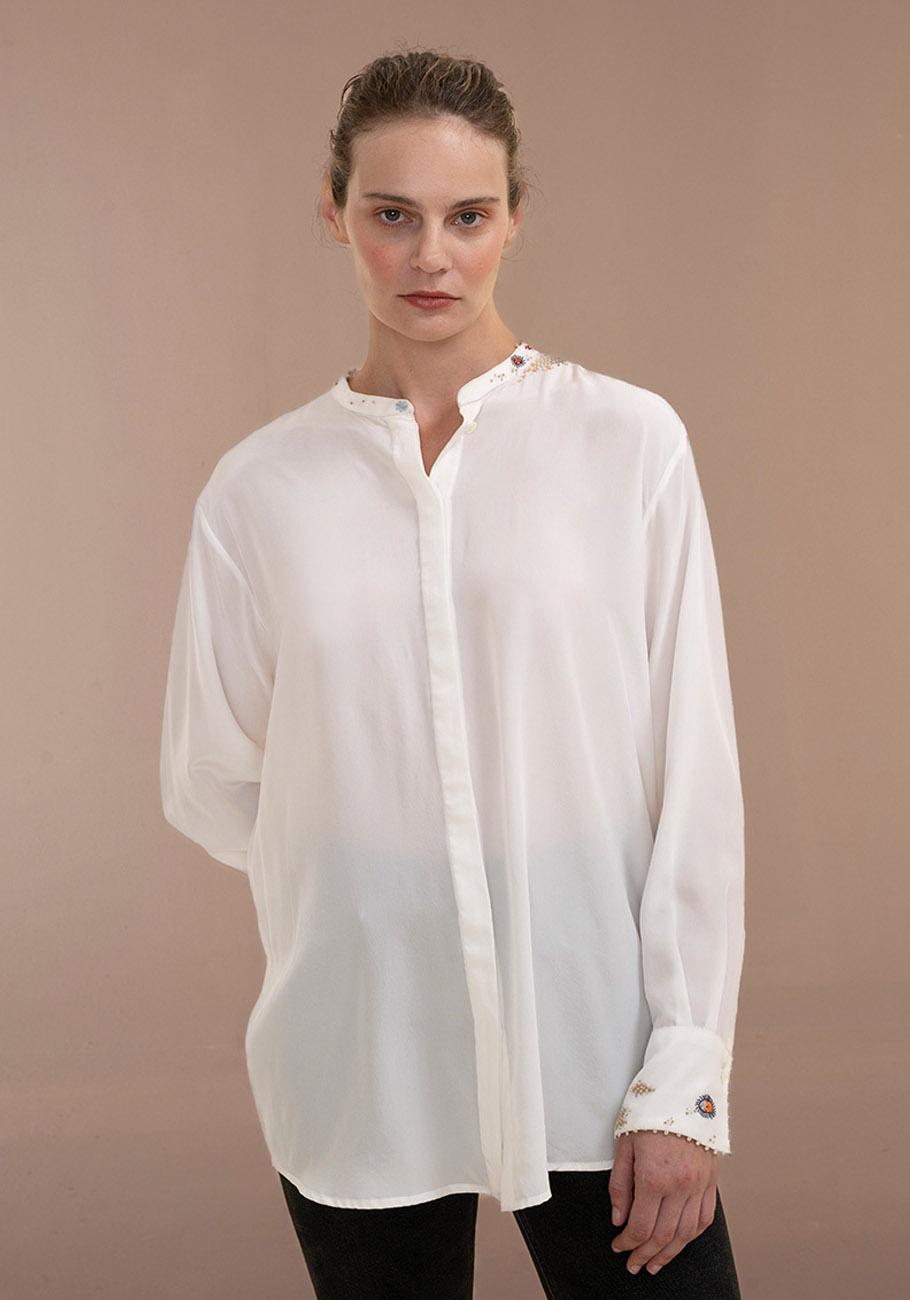 Rose & Lini AN AN LONDREE SILK “LONG BLOUSE” WHITE