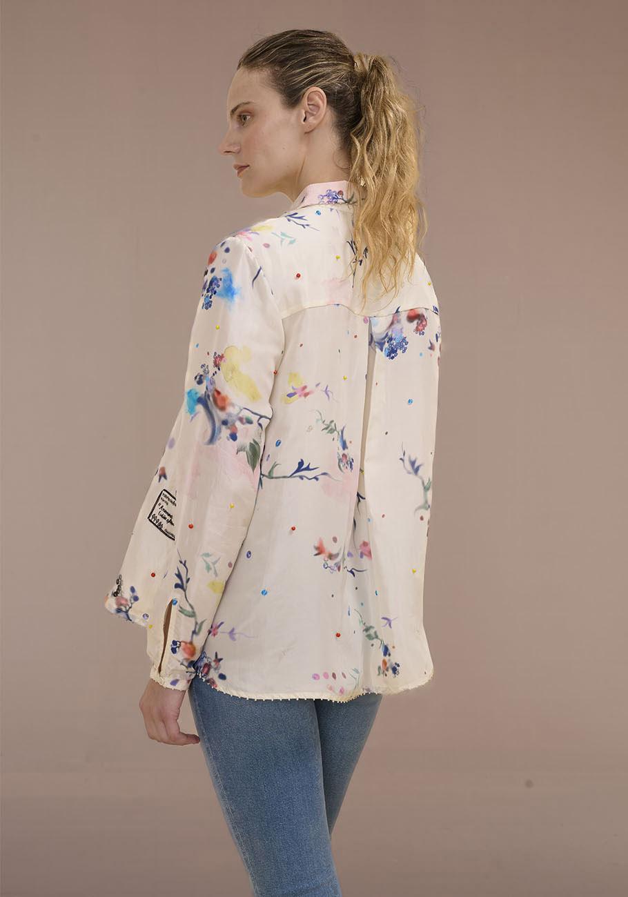 Rose & Lini AN AN LONDREE SILK “NOTE BLOUSE” WHITE