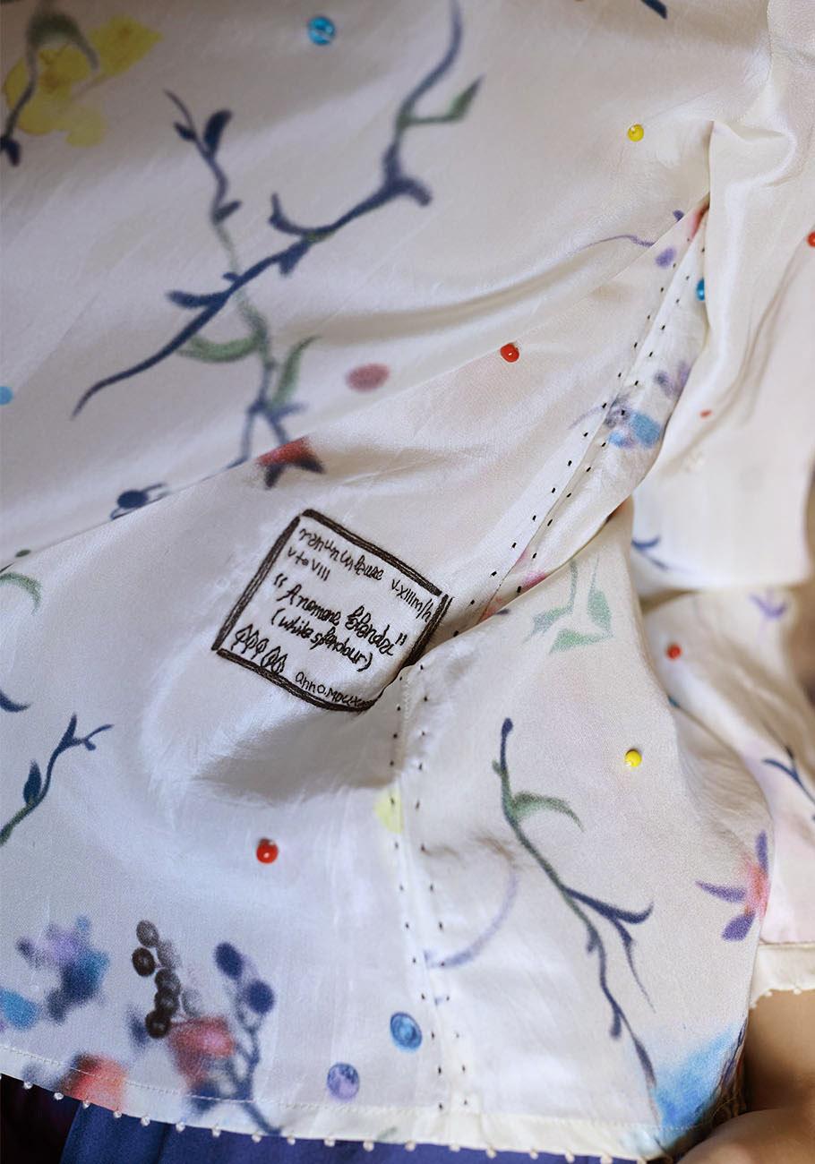 Rose & Lini AN AN LONDREE SILK “NOTE BLOUSE” WHITE