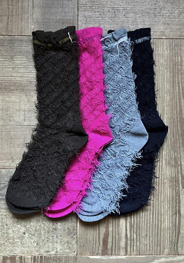 Rose & Lini ANTIPAST WOOL “FRINGE” AS-223 SOCKS BLACK