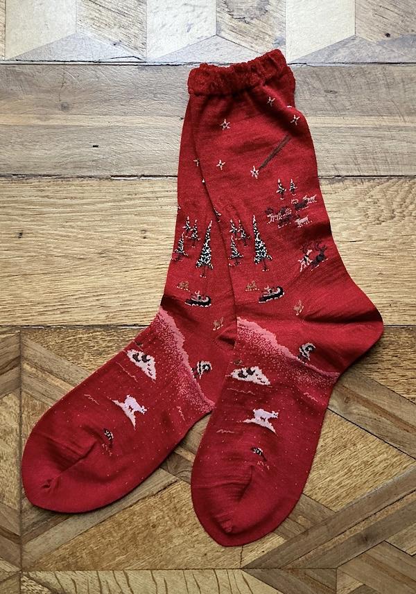 Rose & Lini ANTIPAST WOOL “LAGOM” AM-792 SOCKS RED