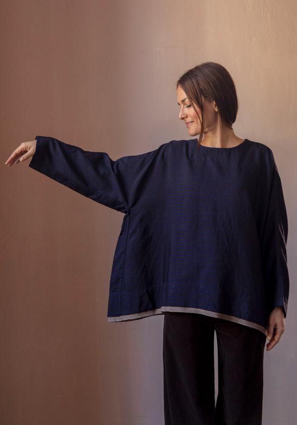 Rose & Lini AODRESS WOOL “BLOUSE 1” DARK BROWN