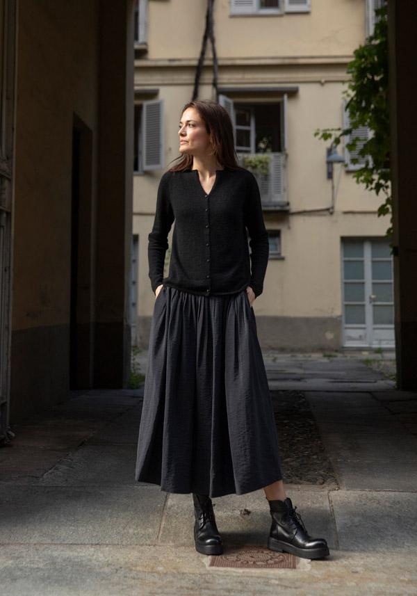 Rose & Lini APUNTOB SILK “SKIRT 1883” BLACK