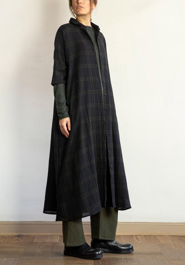 Rose & Lini APUNTOB WOOL CHECKED “DRESS 1813” BLUE