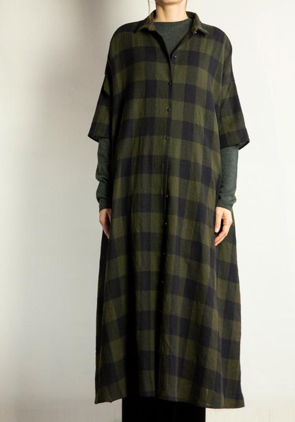 Rose & Lini APUNTOB WOOL CHECKED “DRESS 1813” MILITARY