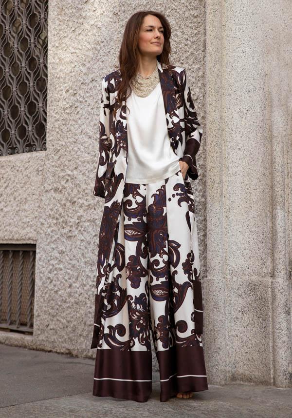 Rose & Lini CO.GO SILK BROWN & WHITE “COAT VG288” FLORAL