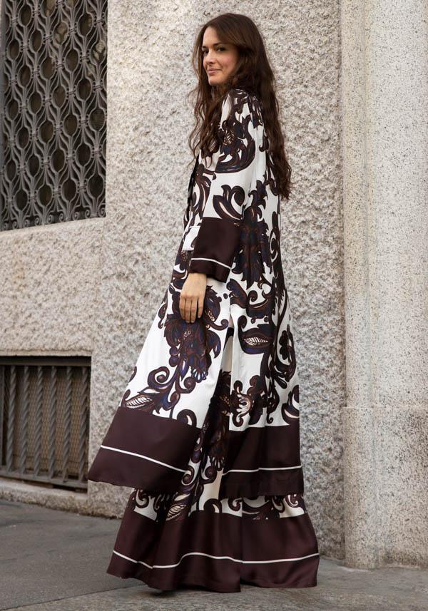 Rose & Lini CO.GO SILK BROWN & WHITE “COAT VG288” FLORAL