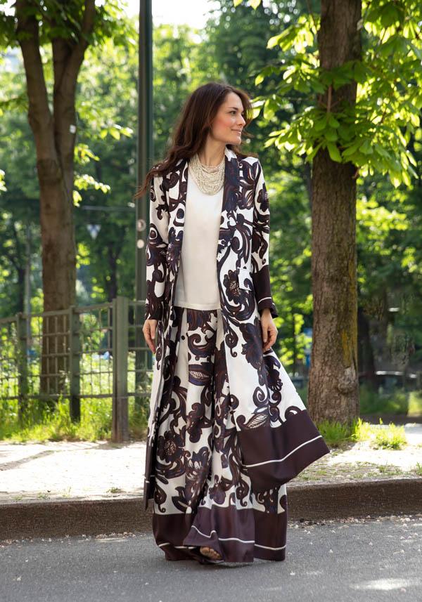 Rose & Lini CO.GO SILK BROWN & WHITE “COAT VG288” FLORAL