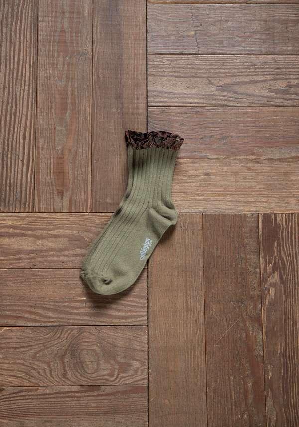 Rose & Lini COLLEGIEN “CHARLOTTE” RIBBED SOCKS OLIVE