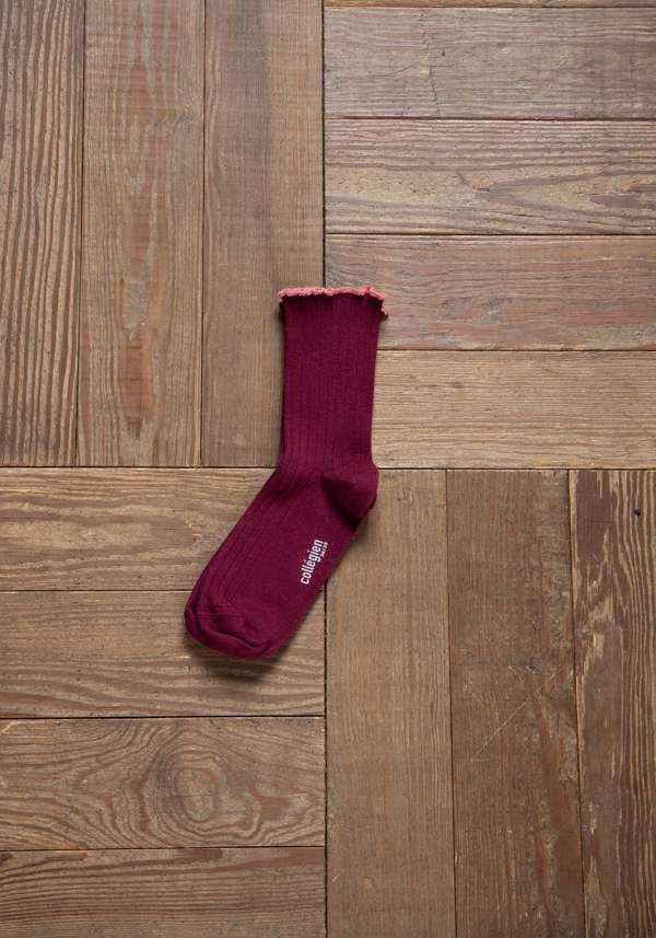 Rose & Lini COLLEGIEN “DELPHINE” RIBBED SOCKS BORDEAUX