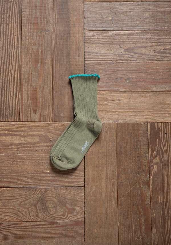 Rose & Lini COLLEGIEN “DELPHINE” RIBBED SOCKS OLIVE