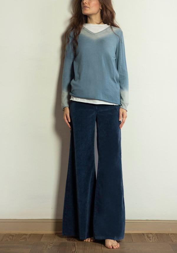 Rose & Lini ROSE & LINI COTTON “FAVIGNANA” BLUE WIDE LEG PANTS