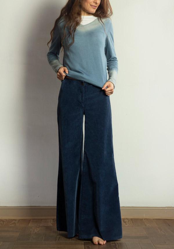 Rose & Lini ROSE & LINI COTTON “FAVIGNANA” BLUE WIDE LEG PANTS