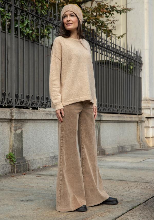 Rose & Lini ROSE & LINI COTTON “FAVIGNANA” CAMEL WIDE LEG PANTS