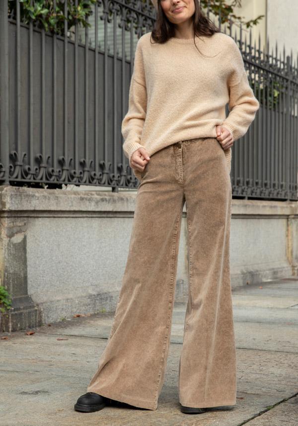 Rose & Lini ROSE & LINI COTTON “FAVIGNANA” CAMEL WIDE LEG PANTS