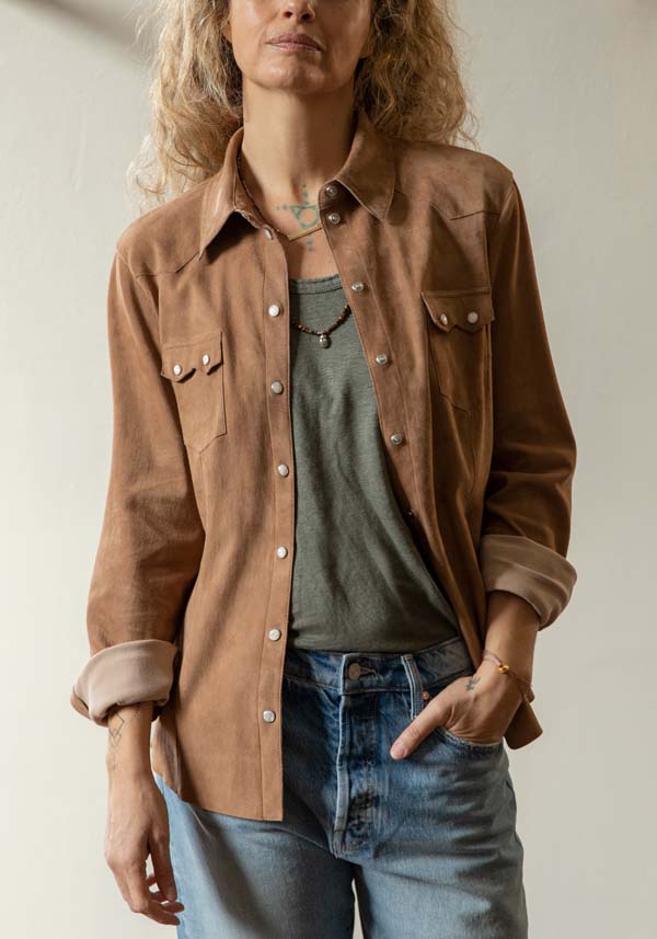 Rose & Lini DAD MILANO SUEDE “WESTERN SHIRT” CARAMEL