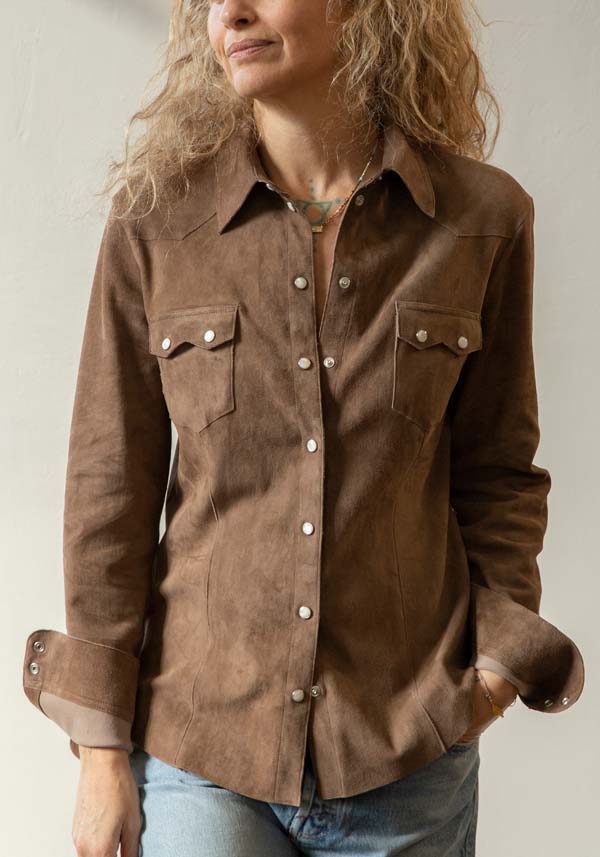 Rose & Lini DAD MILANO SUEDE “WESTERN SHIRT” TAUPE