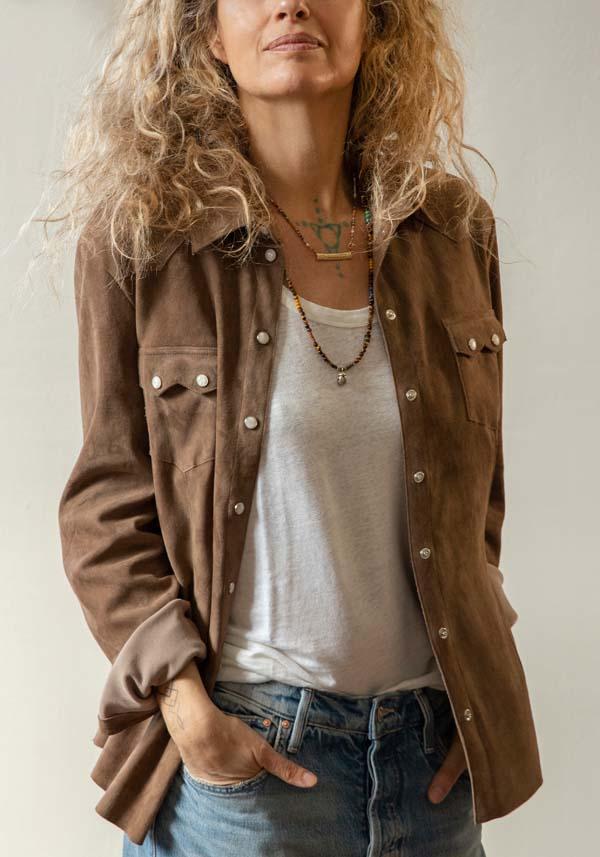 Rose & Lini DAD MILANO SUEDE “WESTERN SHIRT” TAUPE