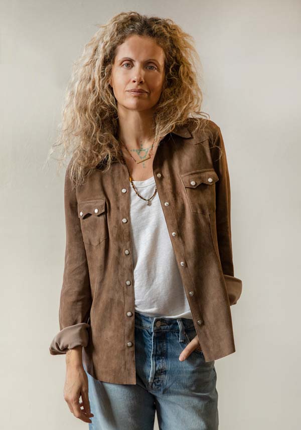 Rose & Lini DAD MILANO SUEDE “WESTERN SHIRT” TAUPE