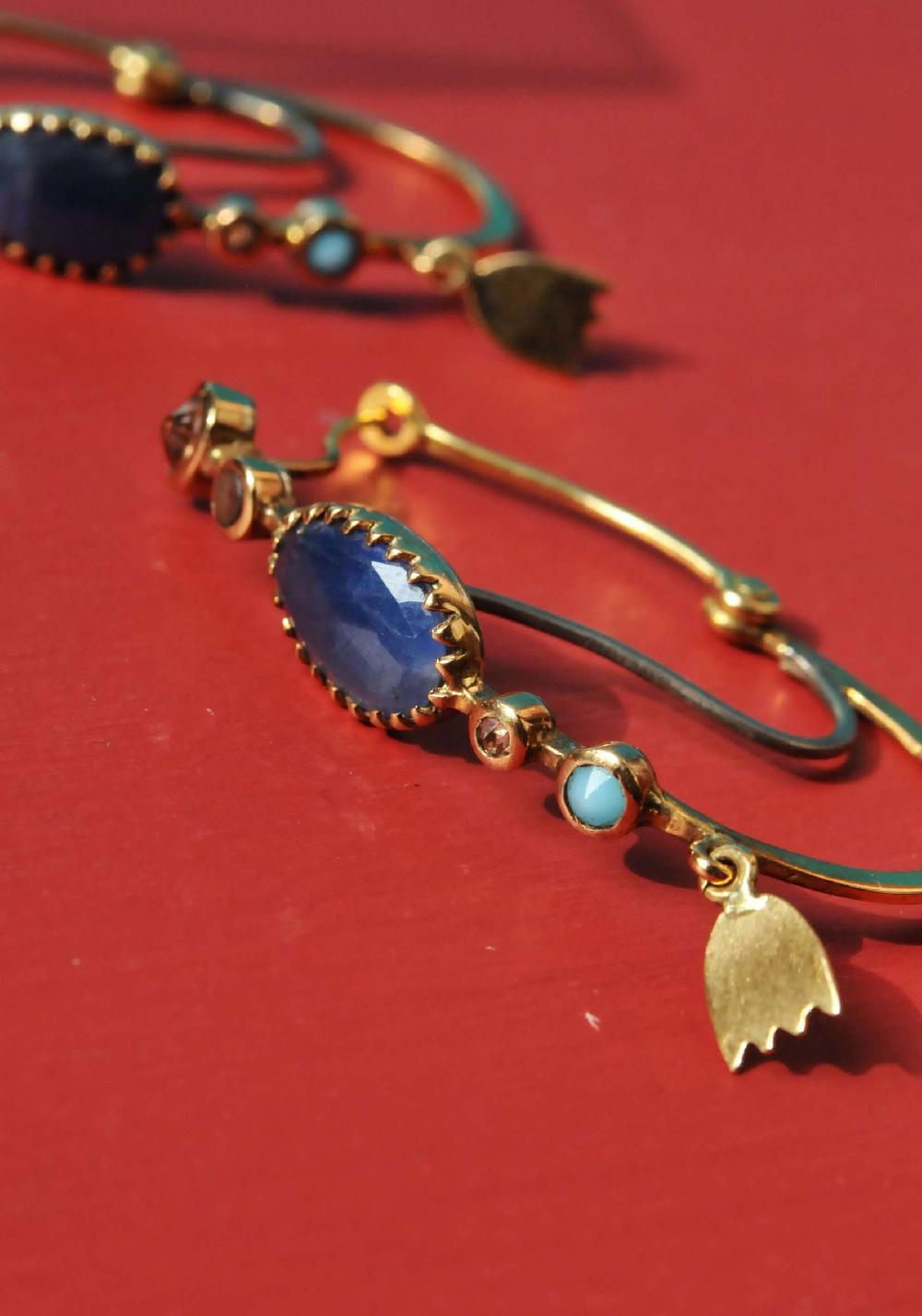 Rose & Lini DORETTE GOLD & BLUE EARRINGS