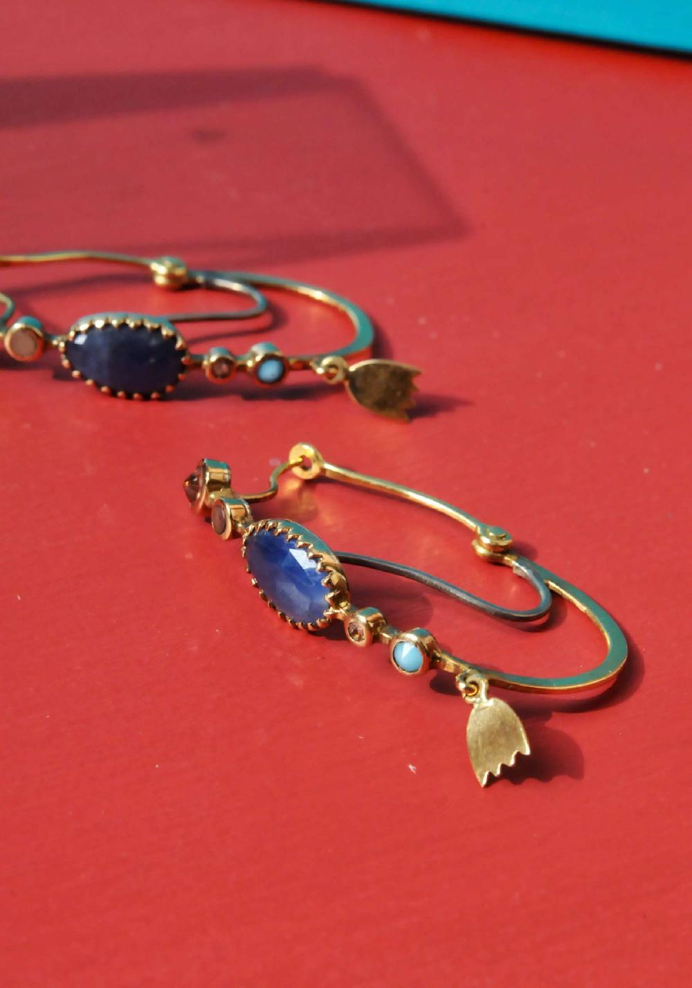 Rose & Lini DORETTE GOLD & BLUE EARRINGS