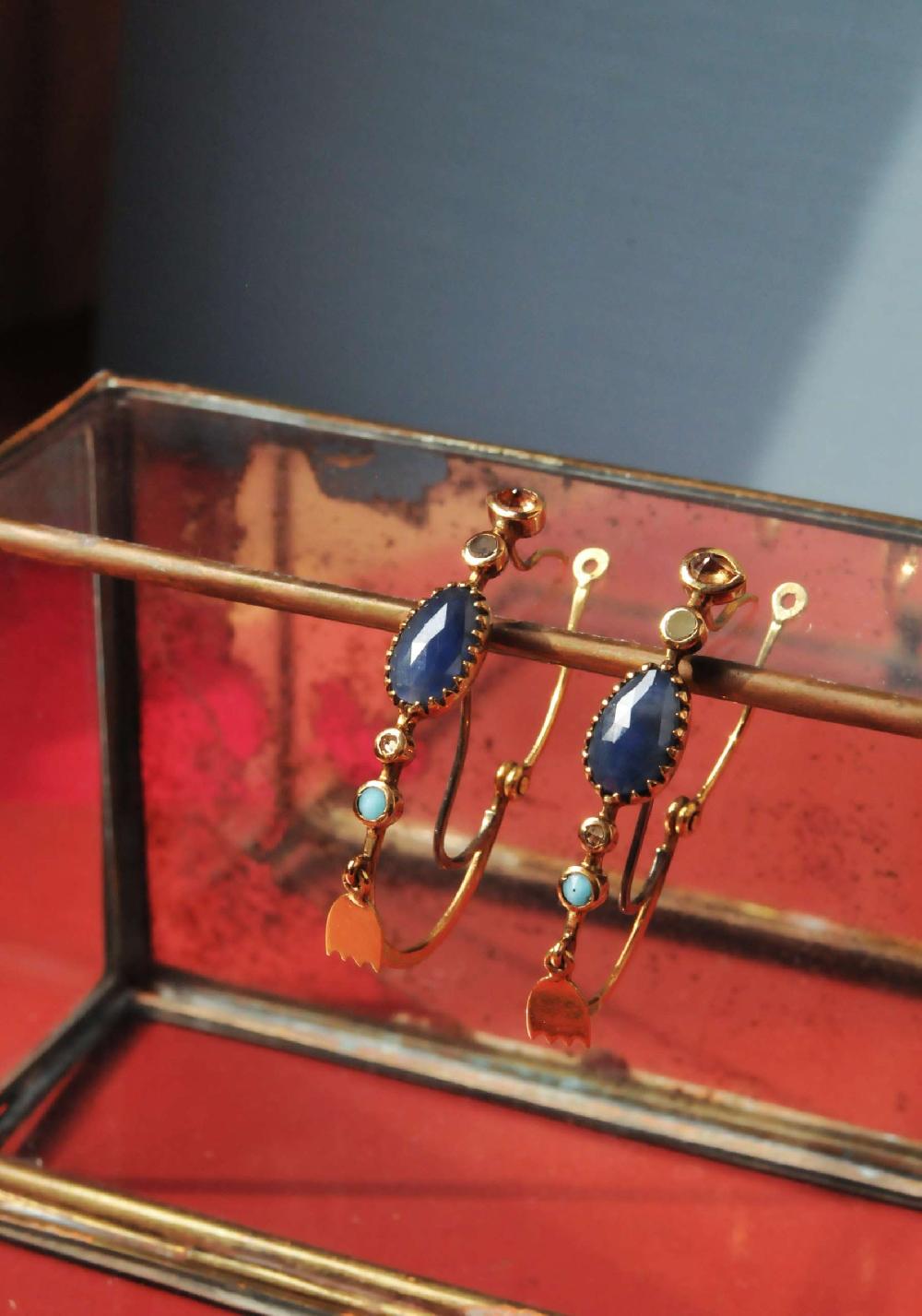 Rose & Lini DORETTE GOLD & BLUE EARRINGS