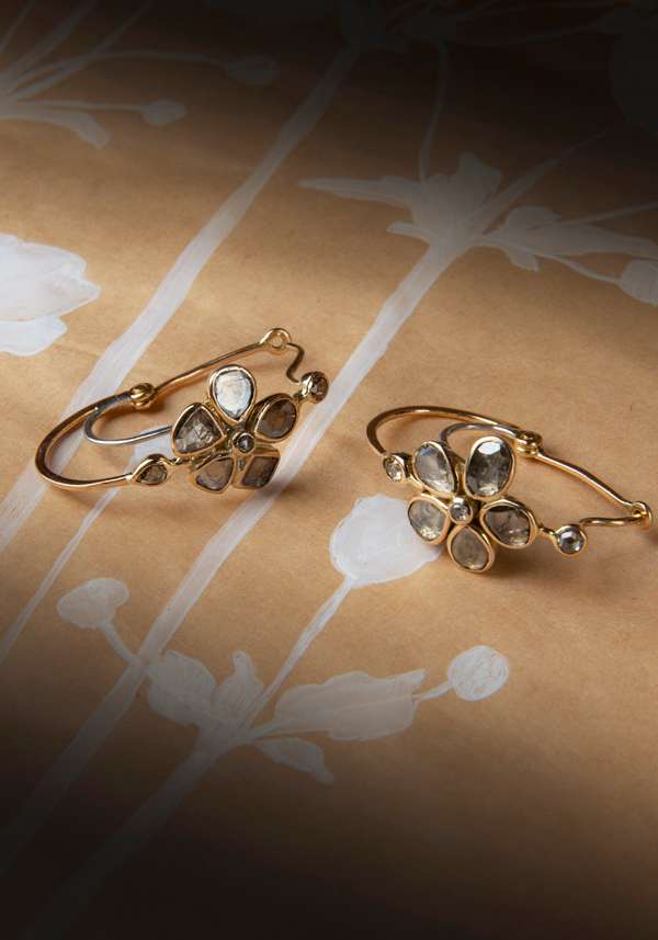 Rose & Lini DORETTE GOLD & DIAMONDS FLORAL EARRINGS