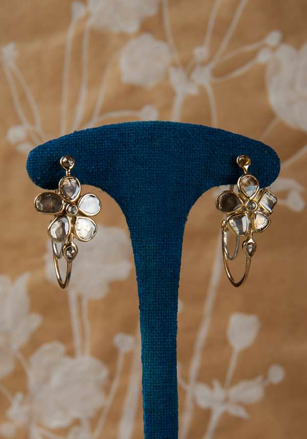 Rose & Lini DORETTE GOLD & DIAMONDS FLORAL EARRINGS