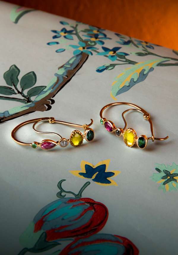 Rose & Lini DORETTE MULTICOLOR GOLD EARRINGS