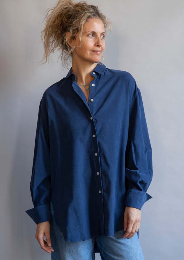 Rose & Lini FINAMORE COTTON “LIV” NAVY SHIRT