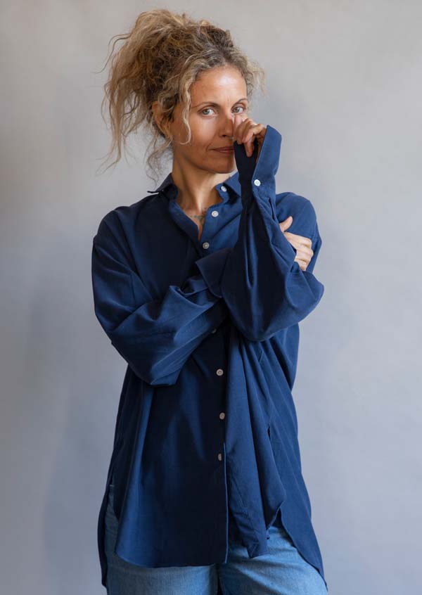 Rose & Lini FINAMORE COTTON “LIV” NAVY SHIRT