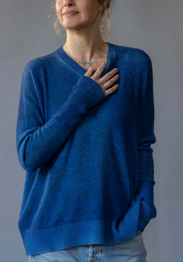 Rose & Lini FISSORE CASHMERE KNIT “MARGHERITA” INDIGO