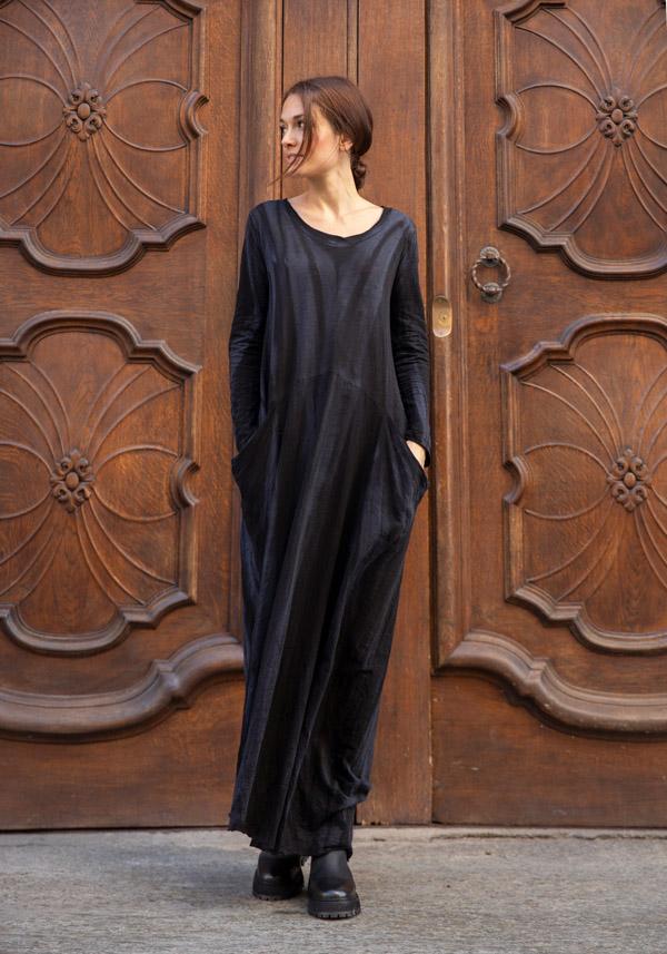 Rose & Lini GILDA MIDANI “RECORTES LONG DRESS” BLACK