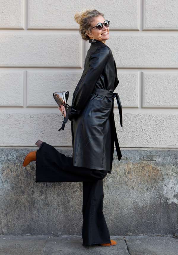 Rose & Lini GIORGIO BRATO BLACK LEATHER TRENCH 13036