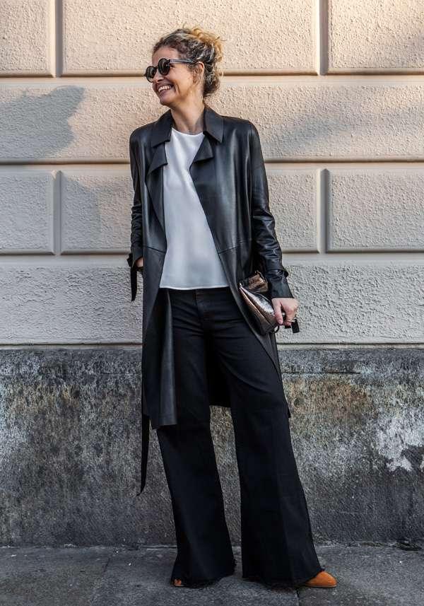 Rose & Lini GIORGIO BRATO BLACK LEATHER TRENCH 13036